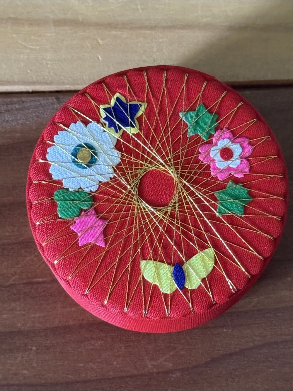 Vintage Japanese Gump’s San Francisco Jewelry Trinket Box Red Silk Padded